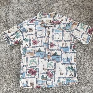 Jamaica Bay| Tropical Print Hawiian Style 100% Cotton Button Up Tshirt